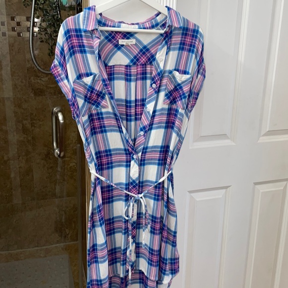 Beach Lunch Lounge plaid shirt dress Size M - Picture 1 of 3